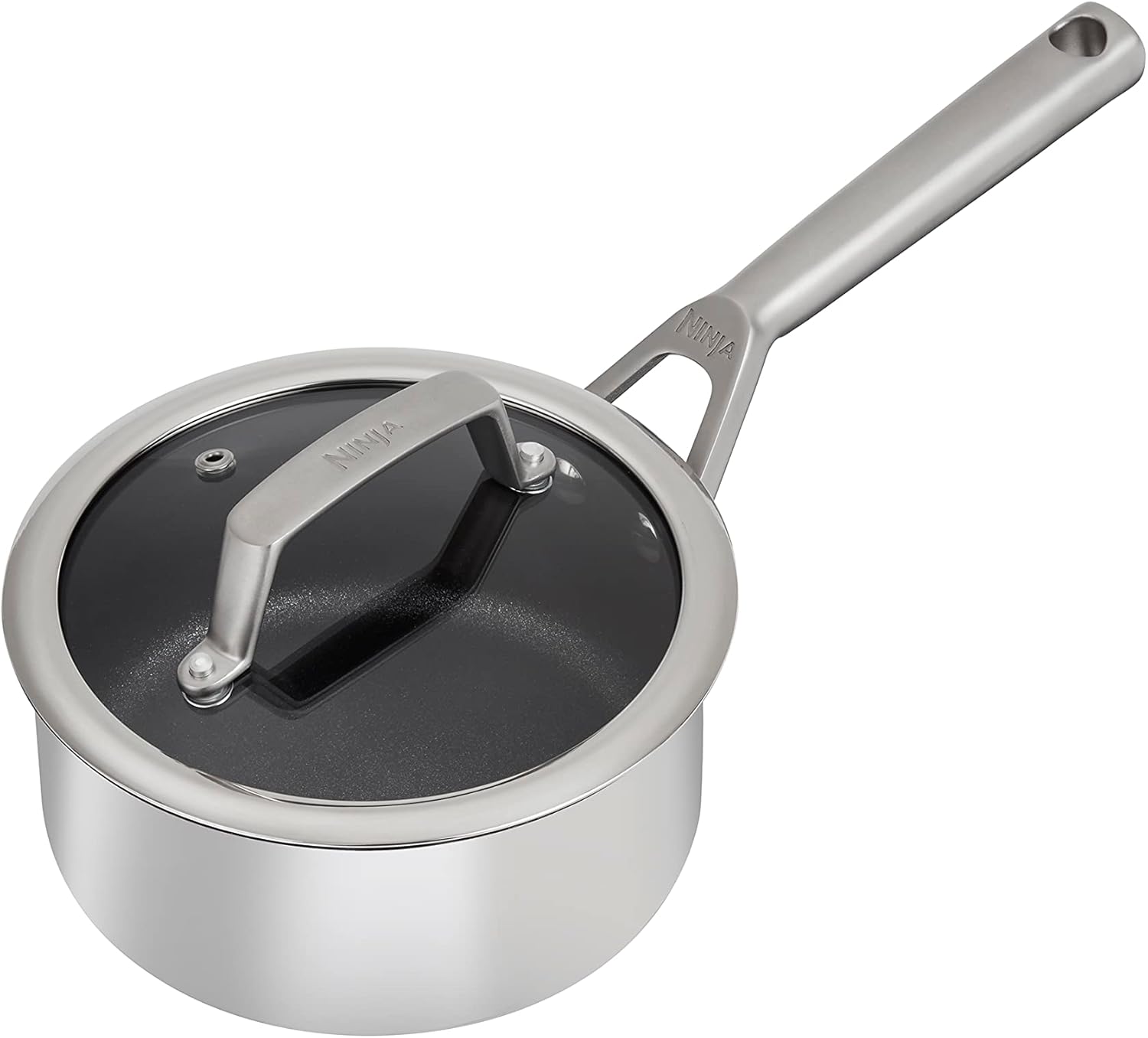 Ninja ZEROSTICK Stainless Steel Saucepan 16cm Durable Non-Stick Induction Saucepan Oven Safe to 500F Cast Stainless Steel Handle C60216UK