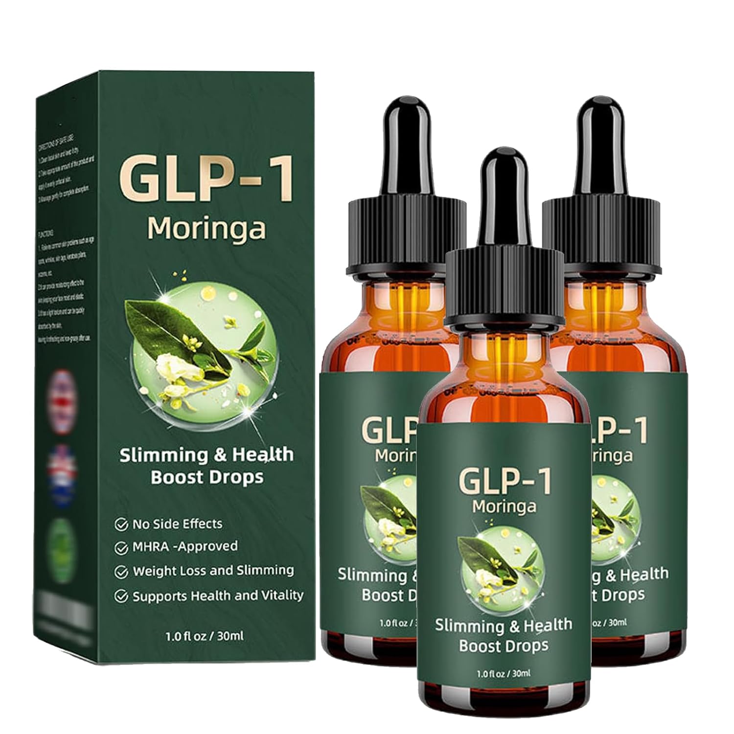 SPZV GLP-1 Moringa Slimming and Health Boost Drops, SPZV GLP-1 Moringa, SPZV GLP-1 Moringa Boost Drops, Easy to Use for Women and Men (3PC)