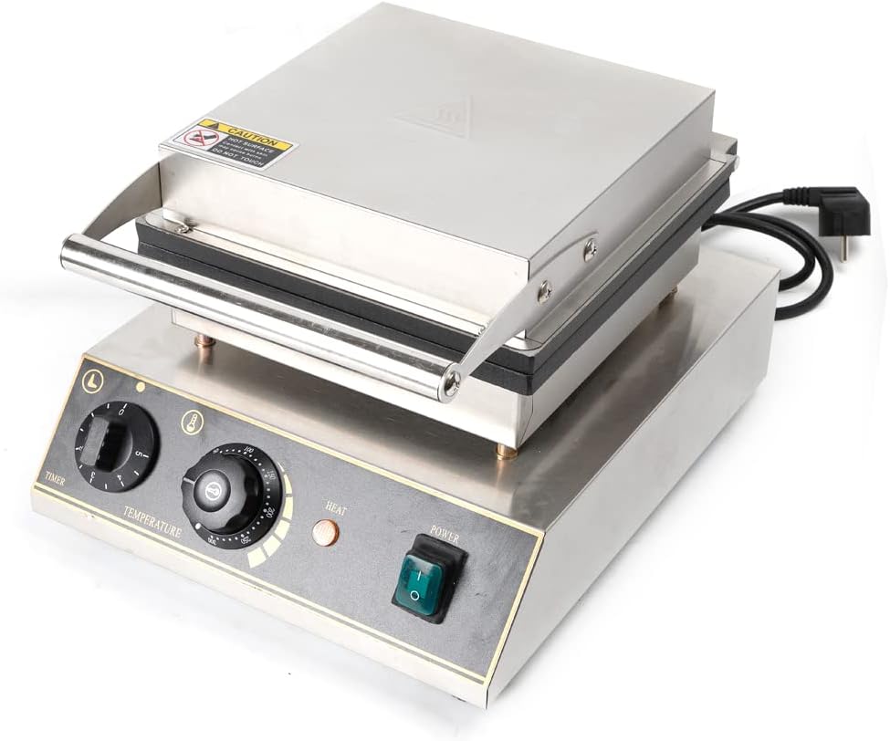 Waffle iron, heart-shaped waffle iron, waffle machine, classic waffle machine, non-stick waffle machine, 30 * 36 * 23cm, 1.75kw, silver, inner diameter of the mold, 23.5cm