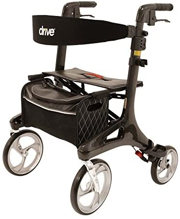 Drive Medical Nitro Rollator, Carbon Frame Mobility Walker, Size L