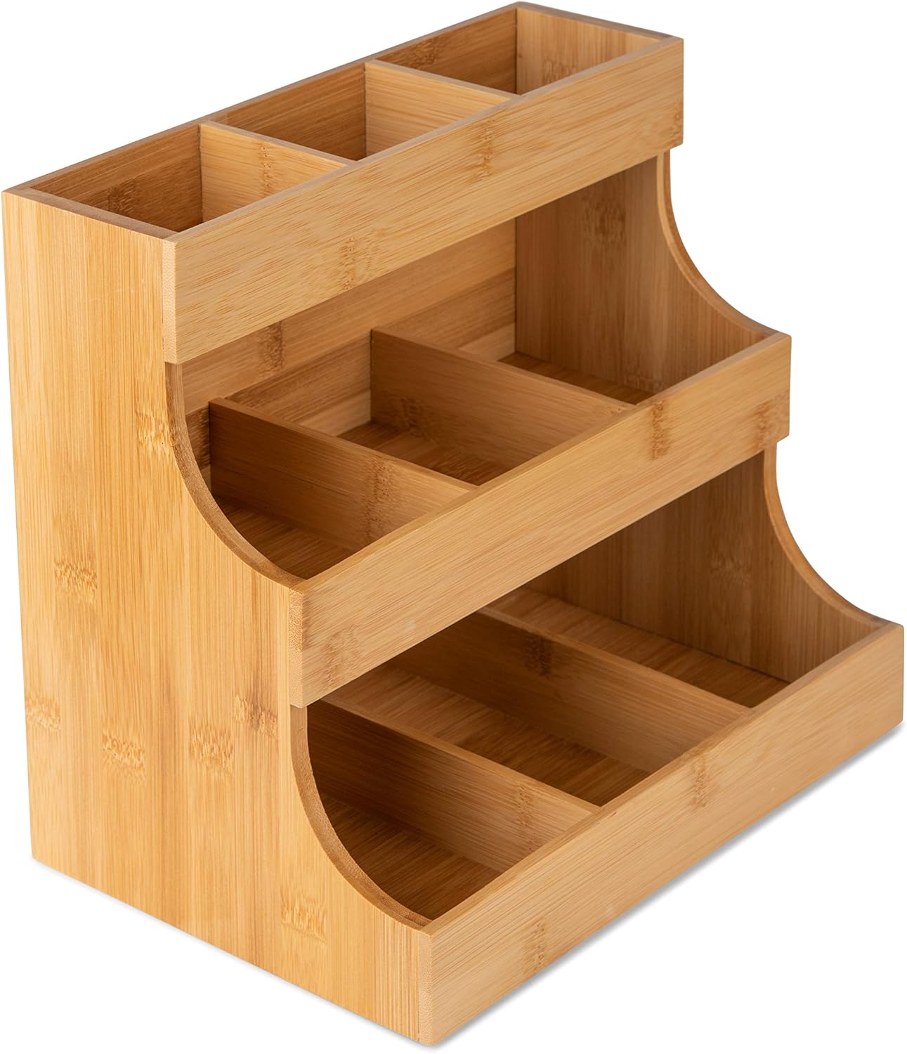 Theodore Bamboo Tea Bag Organiser - Vertical, Holds 180 Tea Bags - Wooden Tea Box for Tea Storage at Home or in the Office - Also for Sugar and Cream