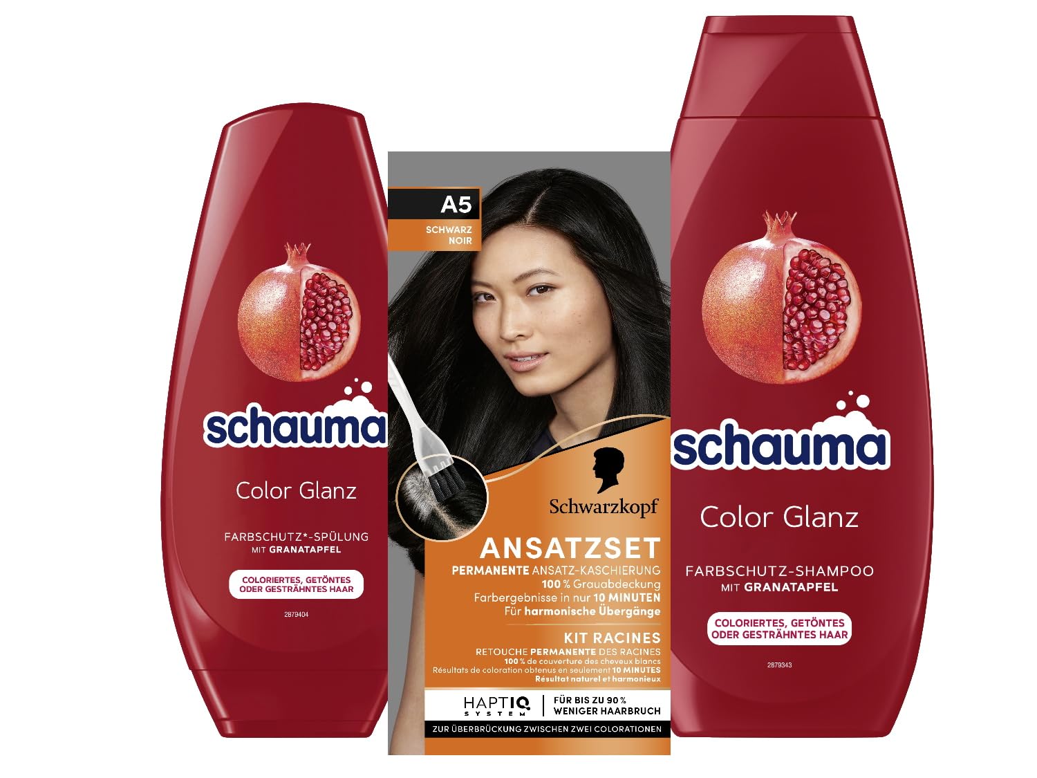 Schwarzkopf Root Set A5 Black Level 3 (44 ml) Conceal Hairline in Just 10 Minutes, Root Color & Schauma Color Protection Shampoo (400 ml) & Conditioner (200 ml) Color Shine Nourishes Colored Hair