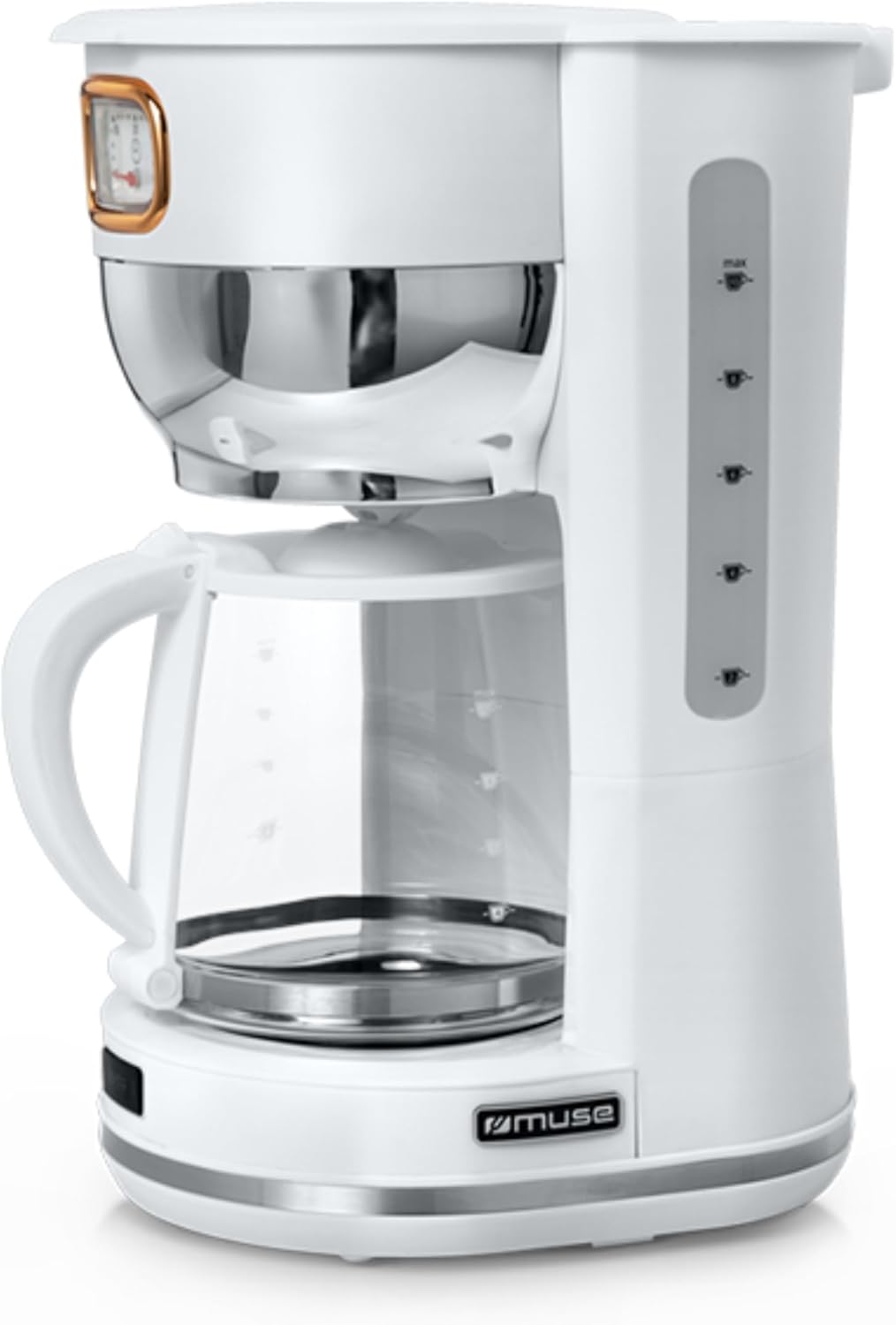 MUSE Store MUSE MS-220 W Coffee Machine with Glass Jug, Analogue Display for Keeping Warm, 10 Cups Capacity, Matte, White