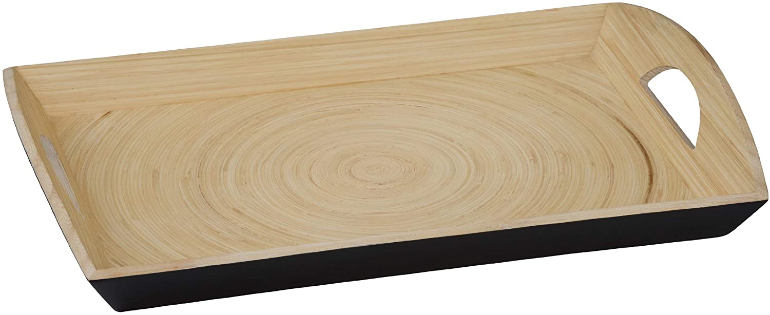 Premier Housewares Kyoto Spun Bamboo Serving Tray, 7 x 45 x 30 cm - Black