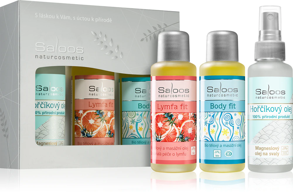 Saloos Organic Body and Massage Oils Body Fit & Lymph Fit & Magnesium Gift Set for Athletes