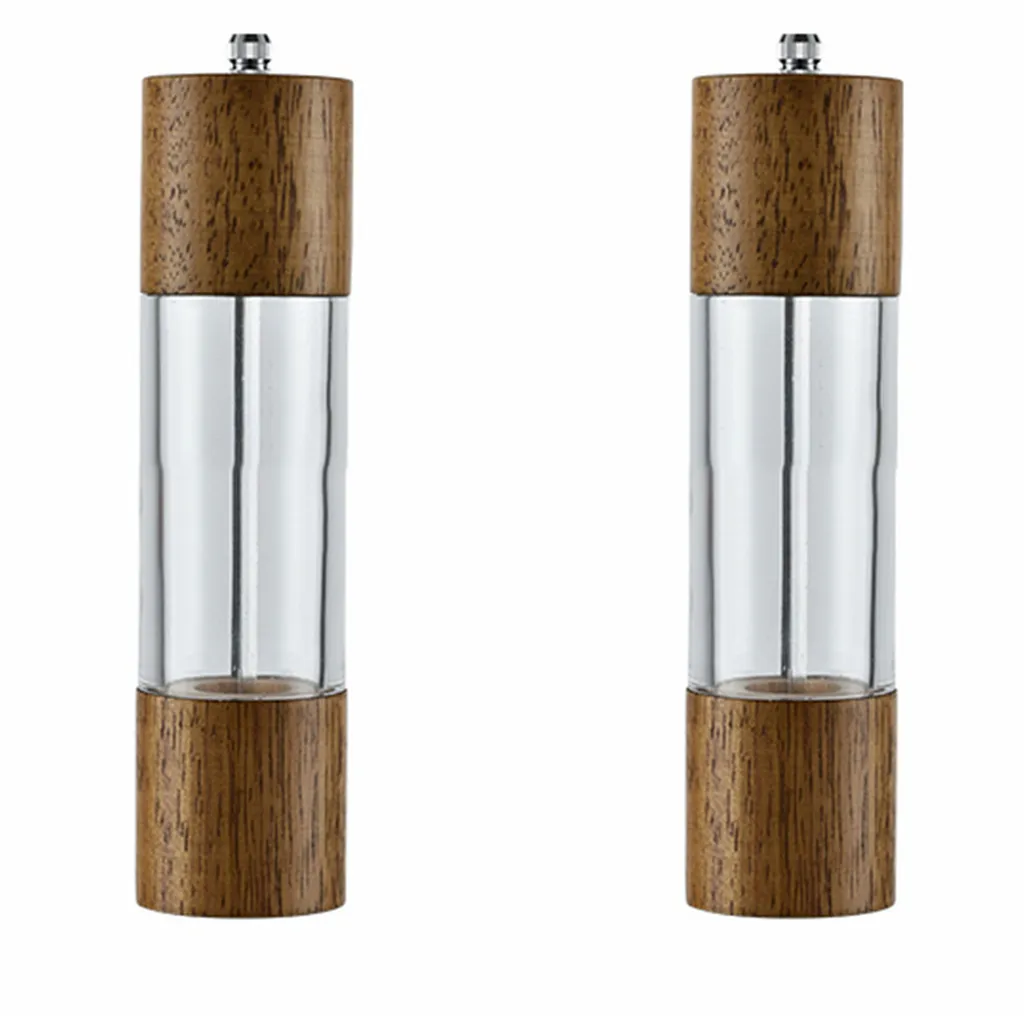 JeiibrZui Salt and pepper mill, wooden spice mill with adjustable ceramic grinder for spices, pepper, and salt, 8 inch two-piece boxed