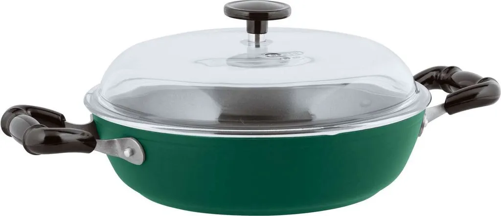 Sambonet 1965 Vintage Quarzo Nero green frying pan with 2 handles, 24 mm diameter, S0136-S00544-51015G74