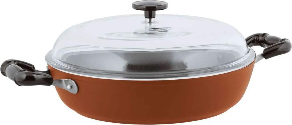 Sambonet 1965 Vintage Quarzo Nero red frying pan with 2 handles, 28 mm diameter, S0136-S00545-51015R78