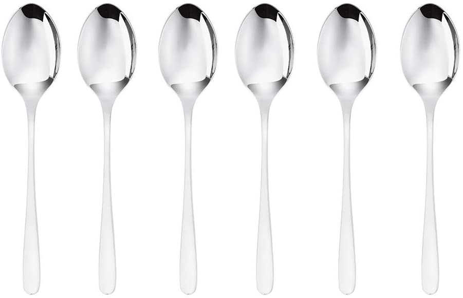 Sambonet 52553A37 Button - Set Moka Spoon - Monobloc coffee 18/10 stainless steel, spoon length 12 cm, 6 pieces