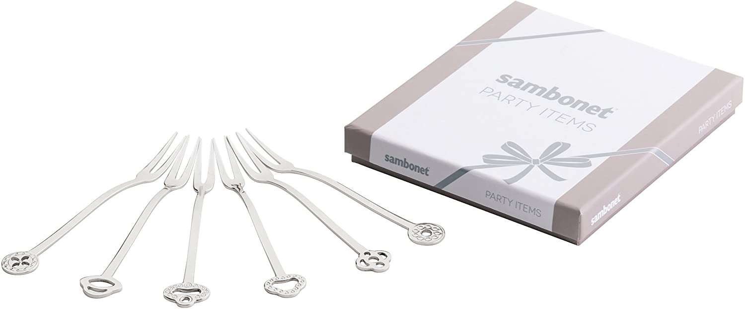 Rosenthal Sambonet Sambonet New Oriental Set 6 Party Forks, Partypicker, Cocktail/Picnic Forks, 52550C59