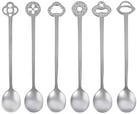 Sambonet Rosenthal Samboneth Living Antique Oriental Espresso Spoons / Mocha Spoon Stainless Steel Silver / Antique Finish Set of 6