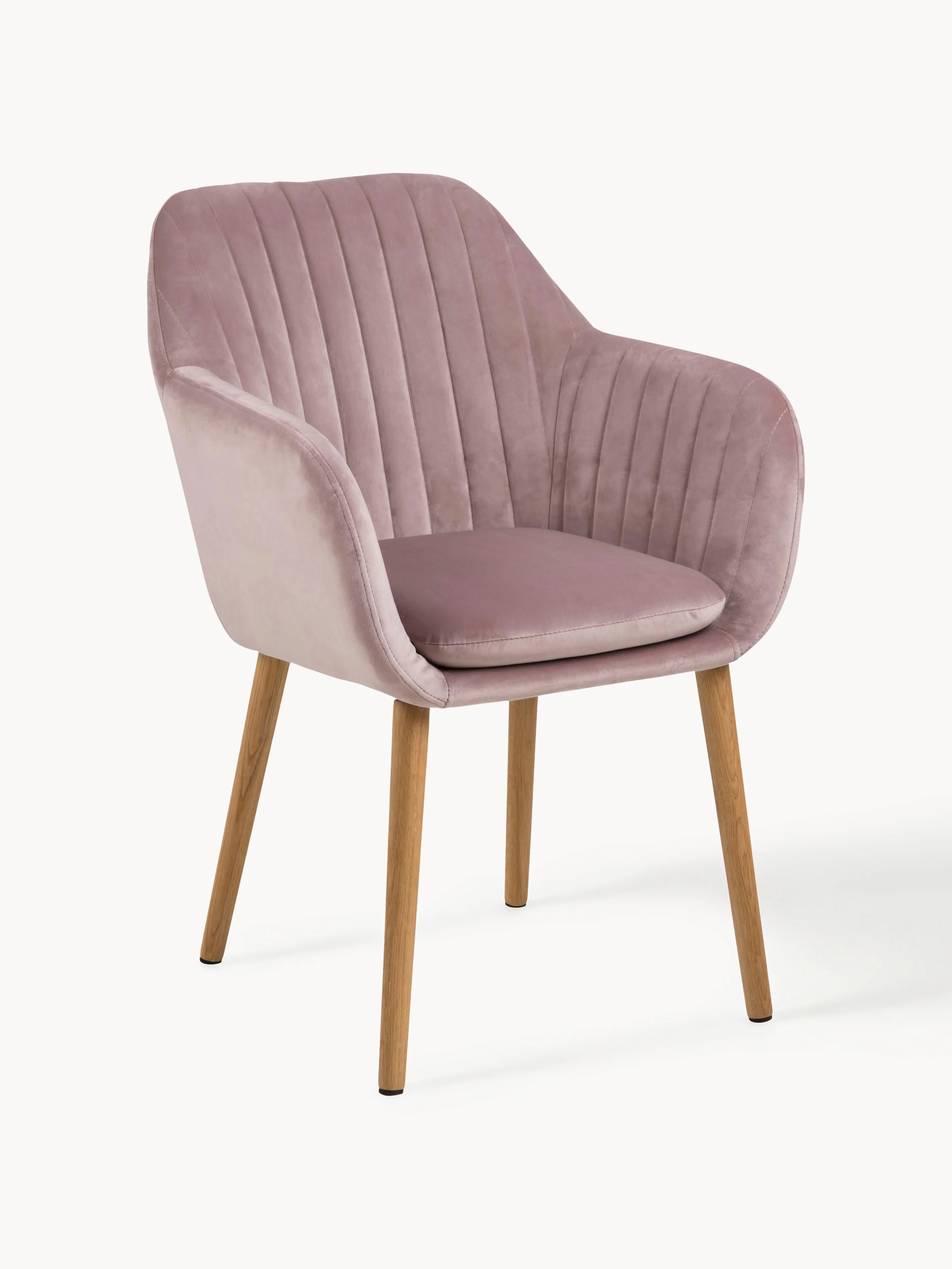 Westwing Collection Emilia velvet armchair with wooden legs