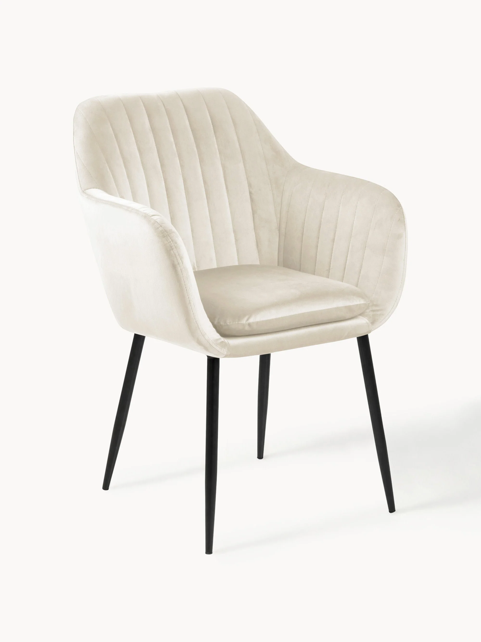 Westwing Collection Emilia velvet armchair with metal legs - Velvet beige, matte black