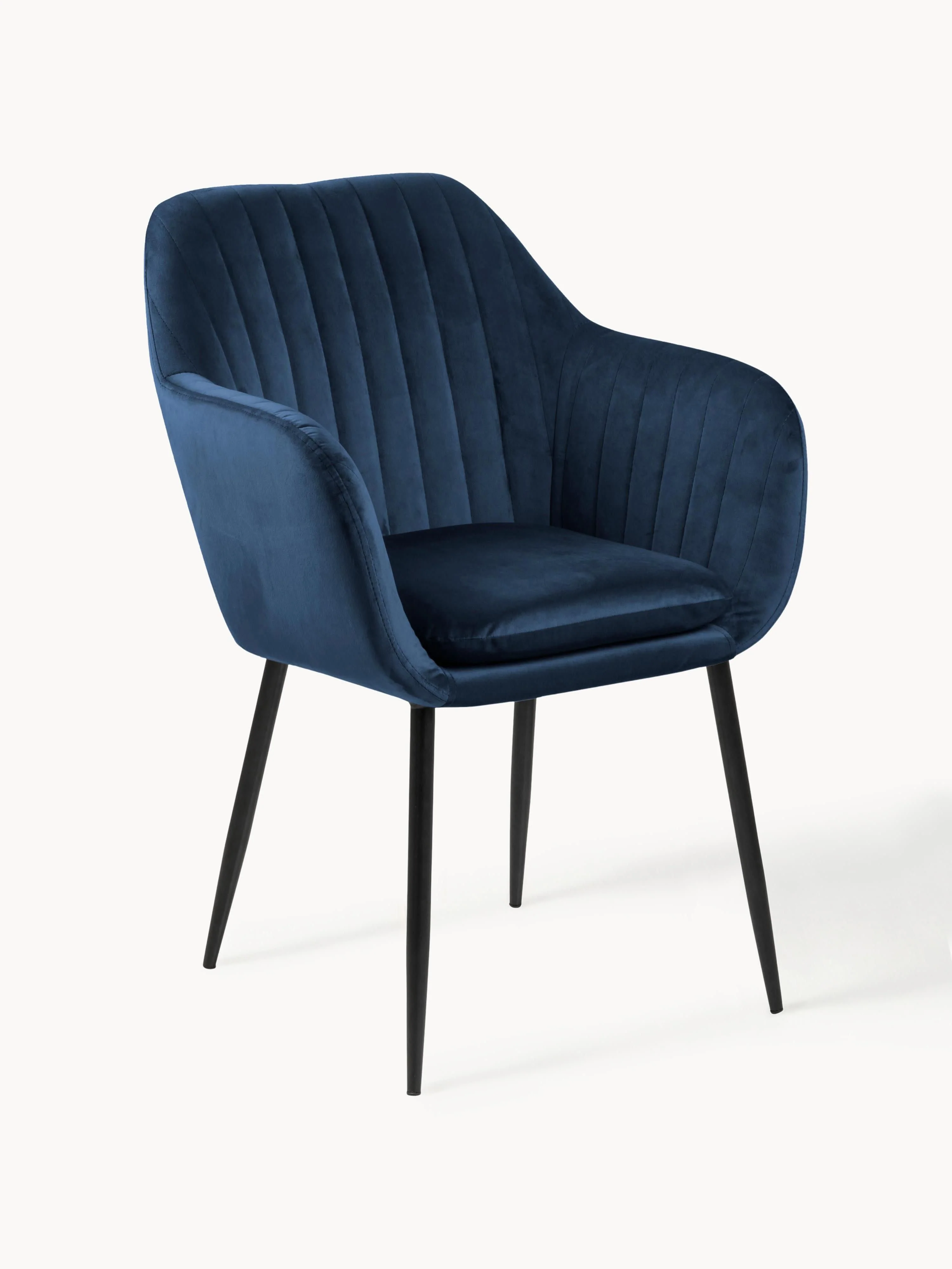 Westwing Collection Emilia velvet armchair with metal legs - Velvet dark blue, black