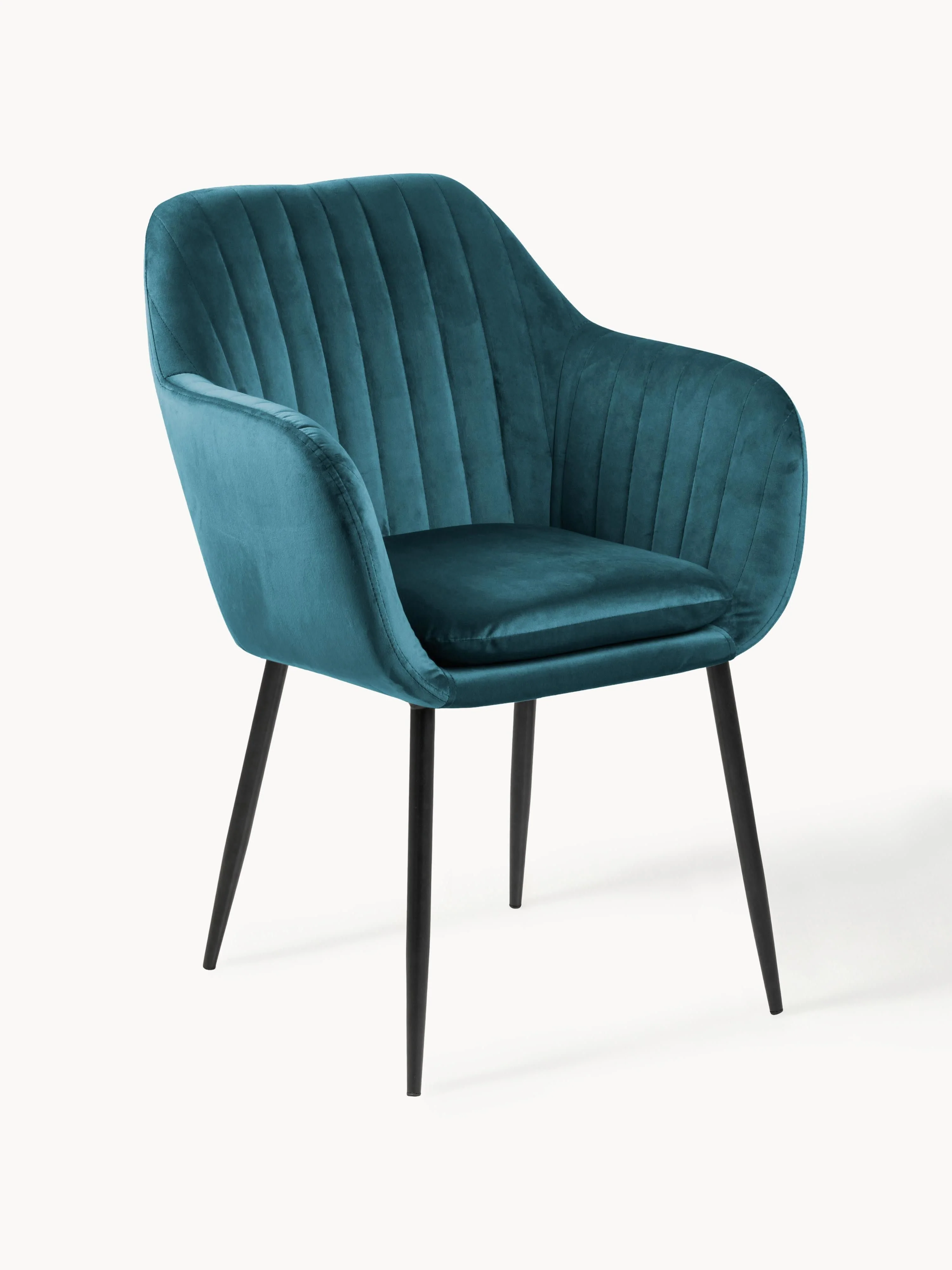 Westwing Collection Emilia velvet armchair with metal legs - Velvet Petrol, Black