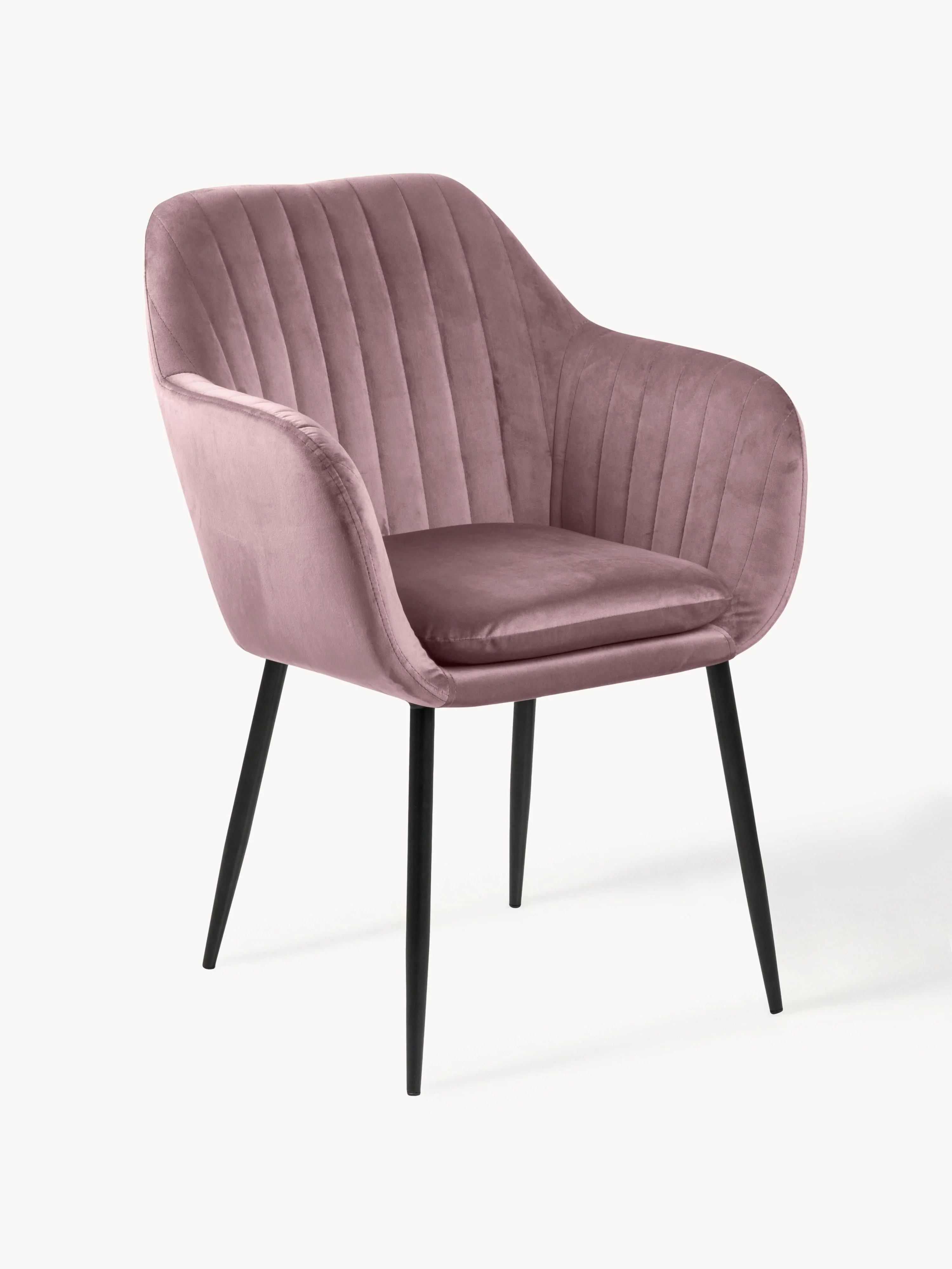 Westwing Collection Emilia velvet armchair with metal legs - Velvet Mauve, Black