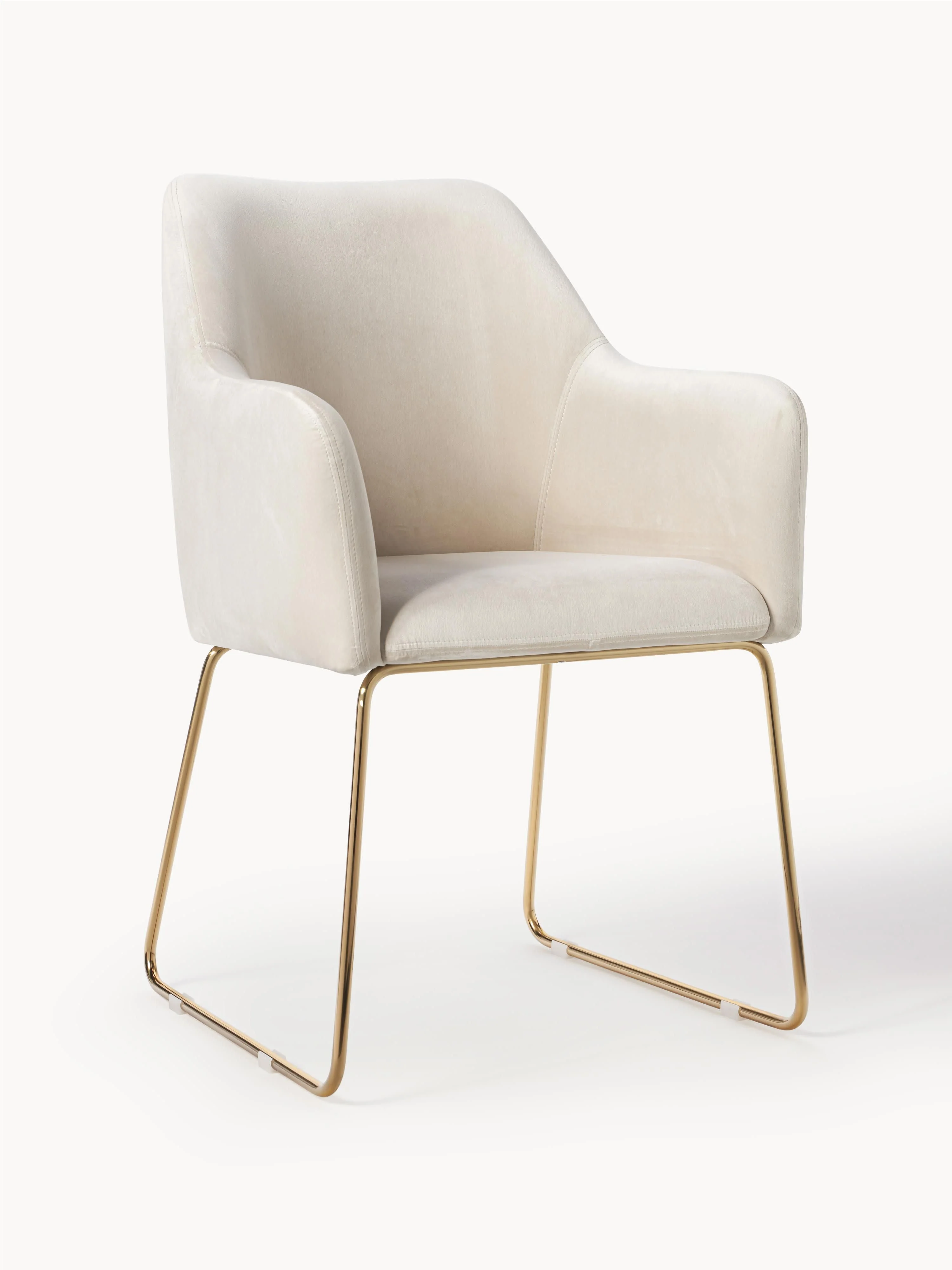 Westwing Collection Isla velvet armchair - Velvet cream white, gold