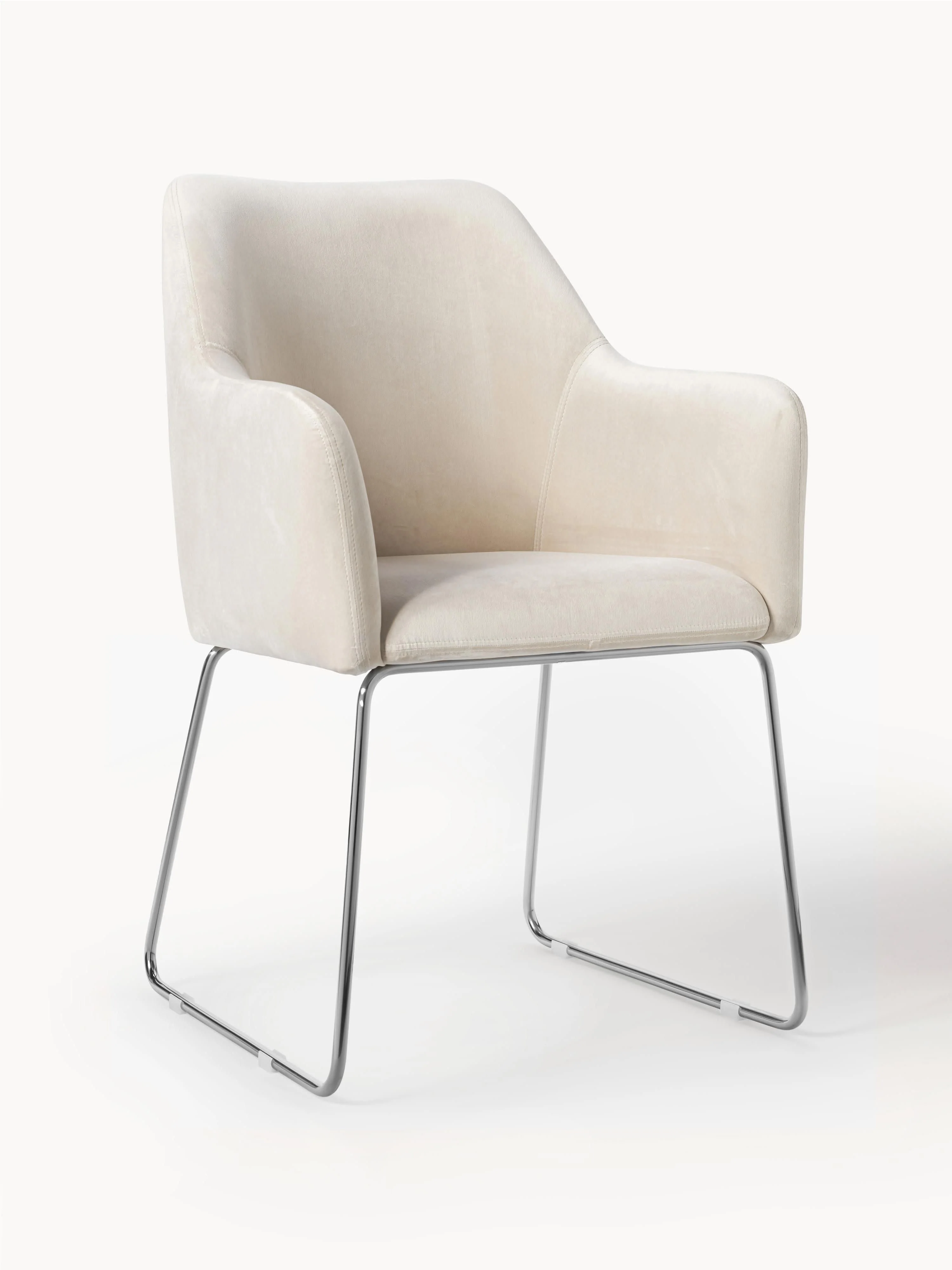 Westwing Collection Isla velvet armchair - Velvet cream white, silver
