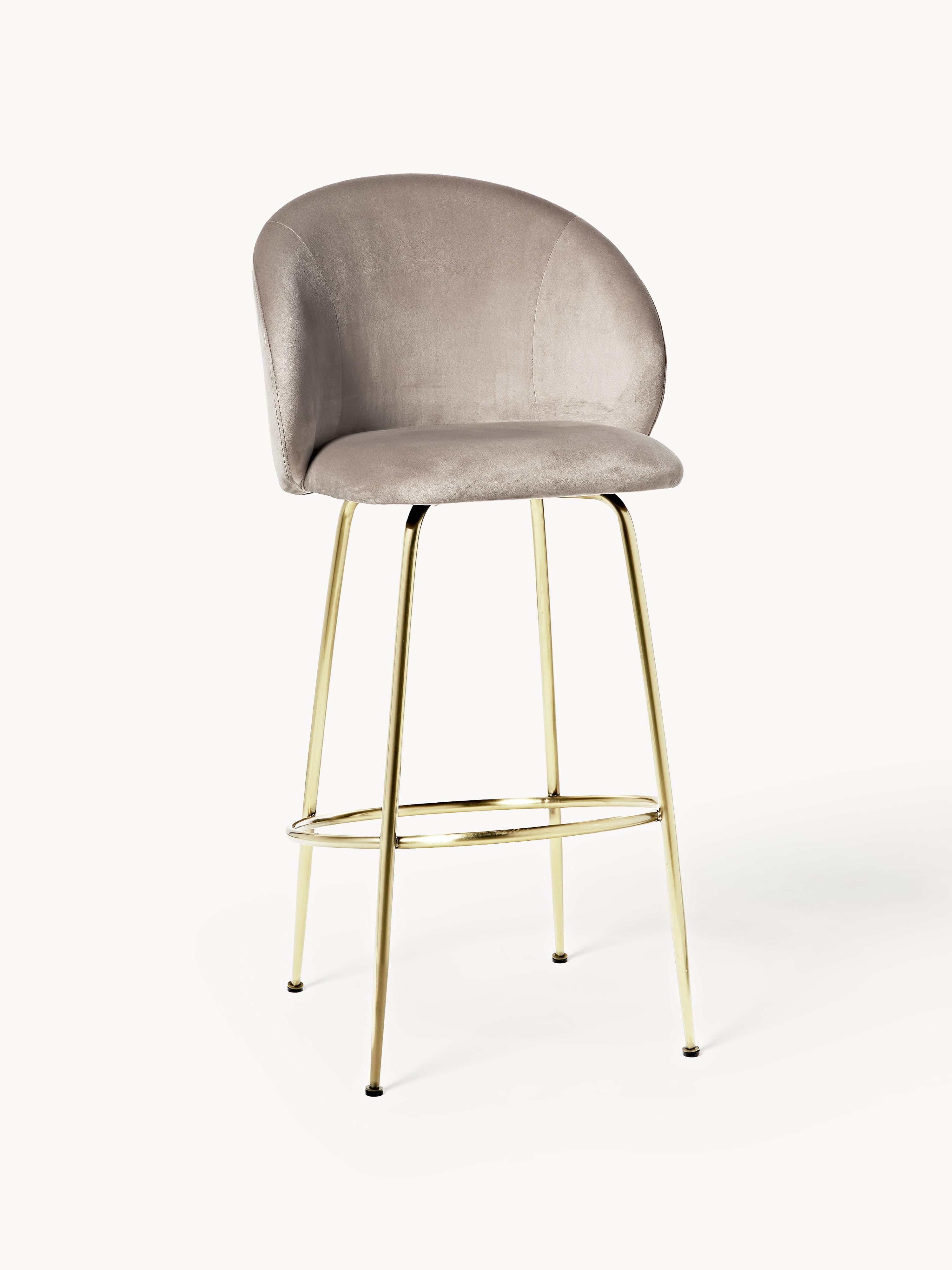 Westwing Collection Velvet Bar Chair Luisa, Velvet taupe, gold-colored shimmer