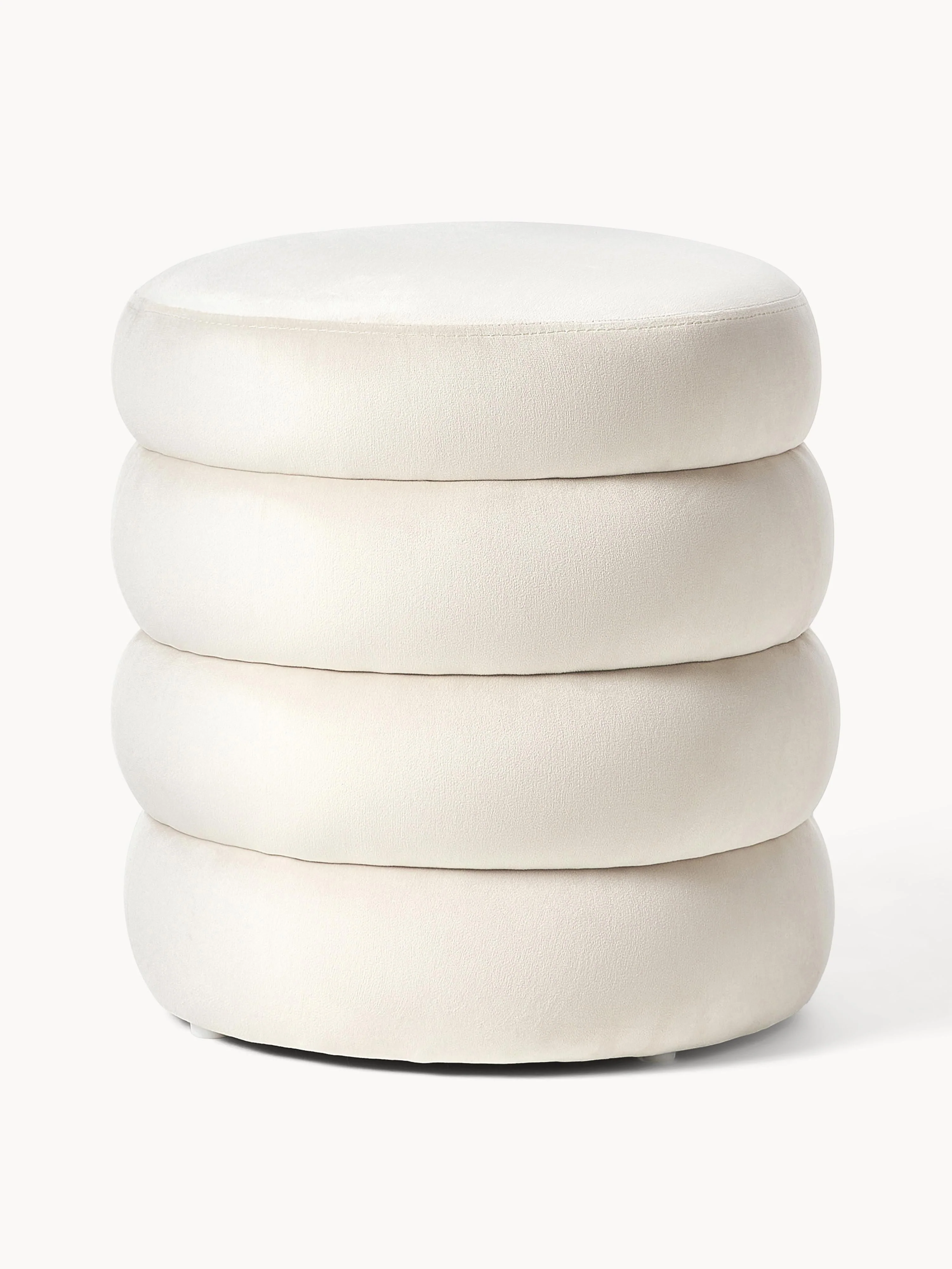 Westwing Collection Alto velvet upholstered stool, Velvet Cream White