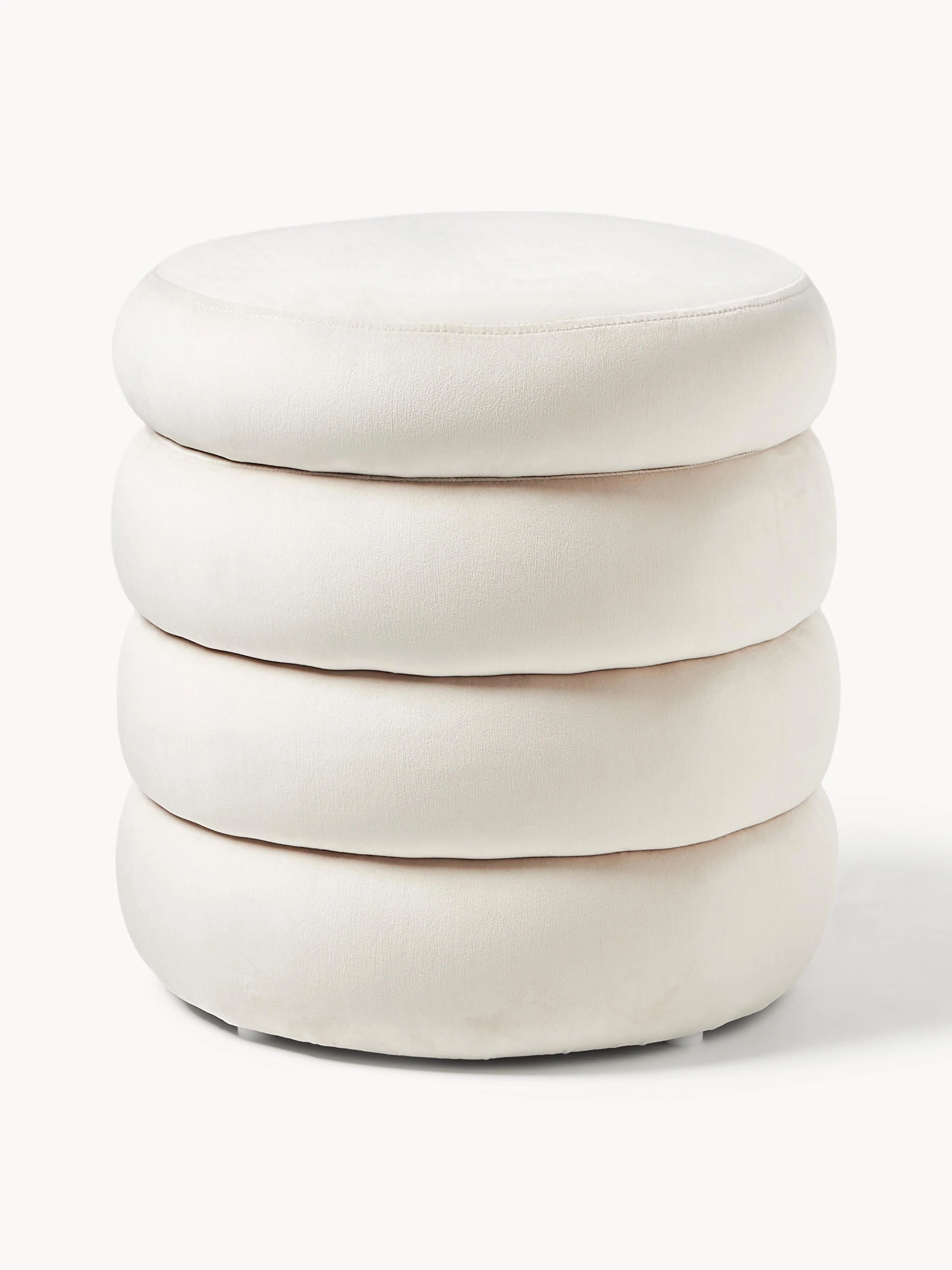 Westwing Collection Alto velvet upholstered stool with storage space, Velvet Off White