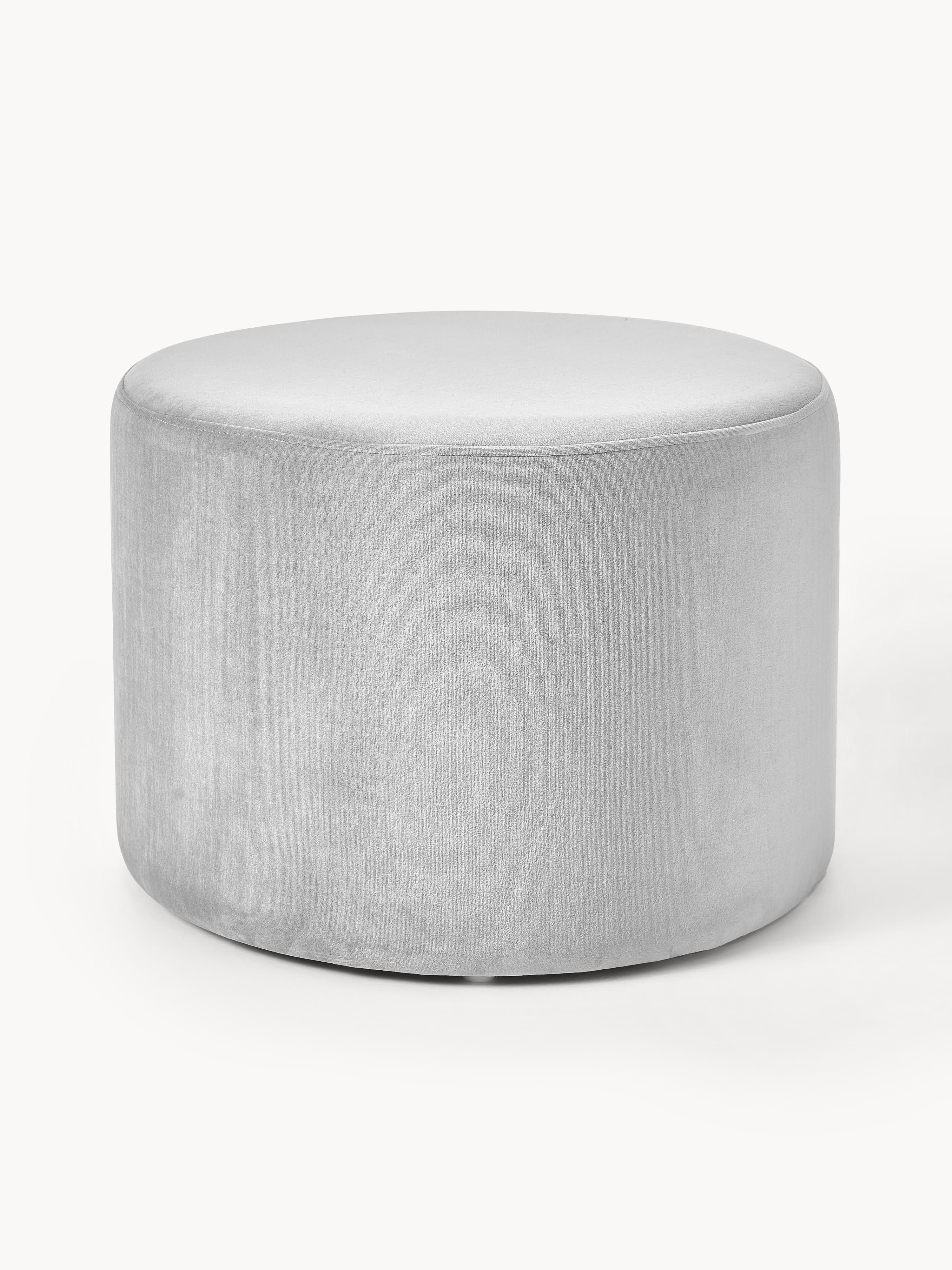 Westwing Collection Daisy velvet upholstered stool, Velvet Grey