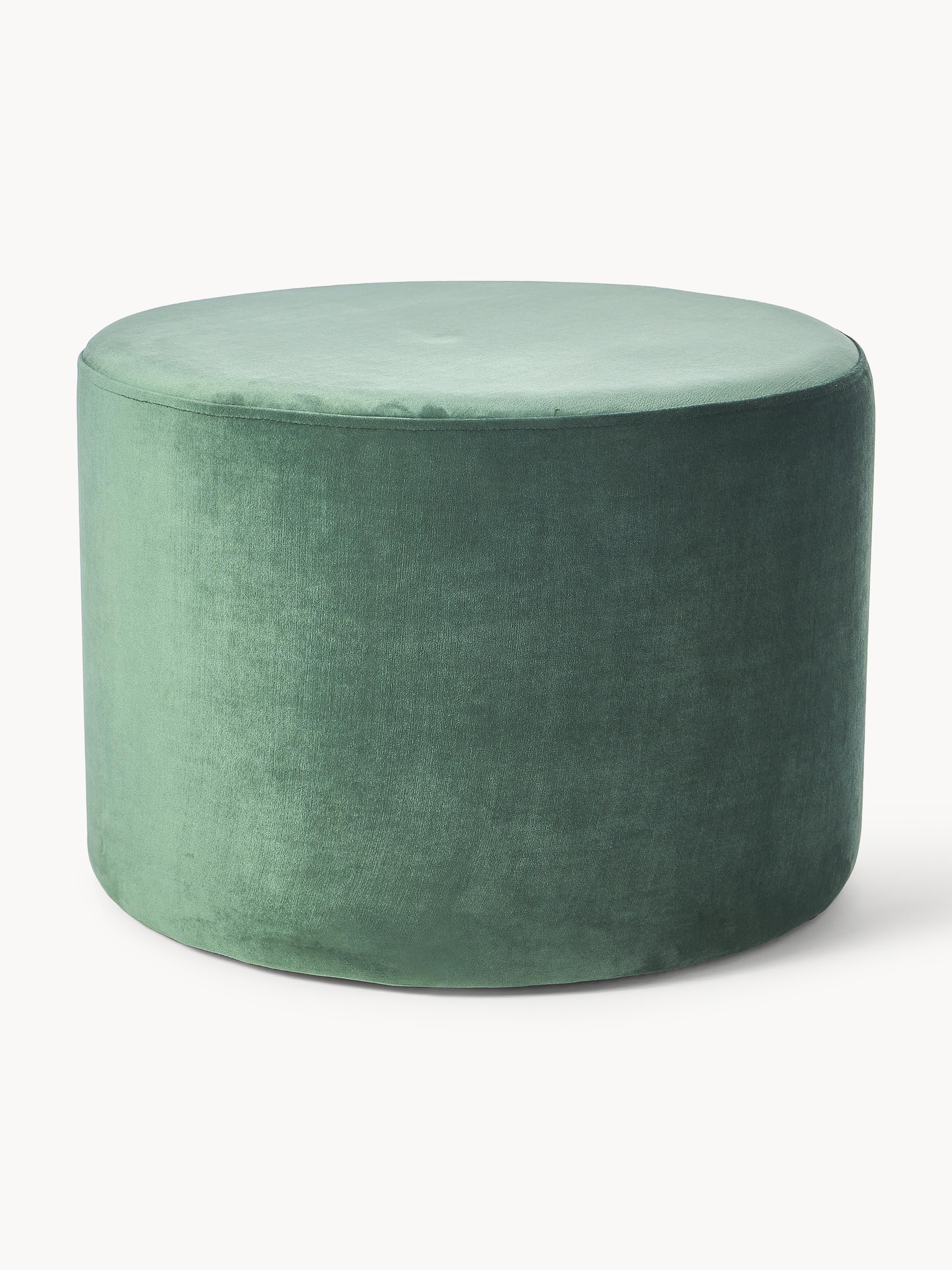Westwing Collection Daisy velvet upholstered stool, Velvet sage green