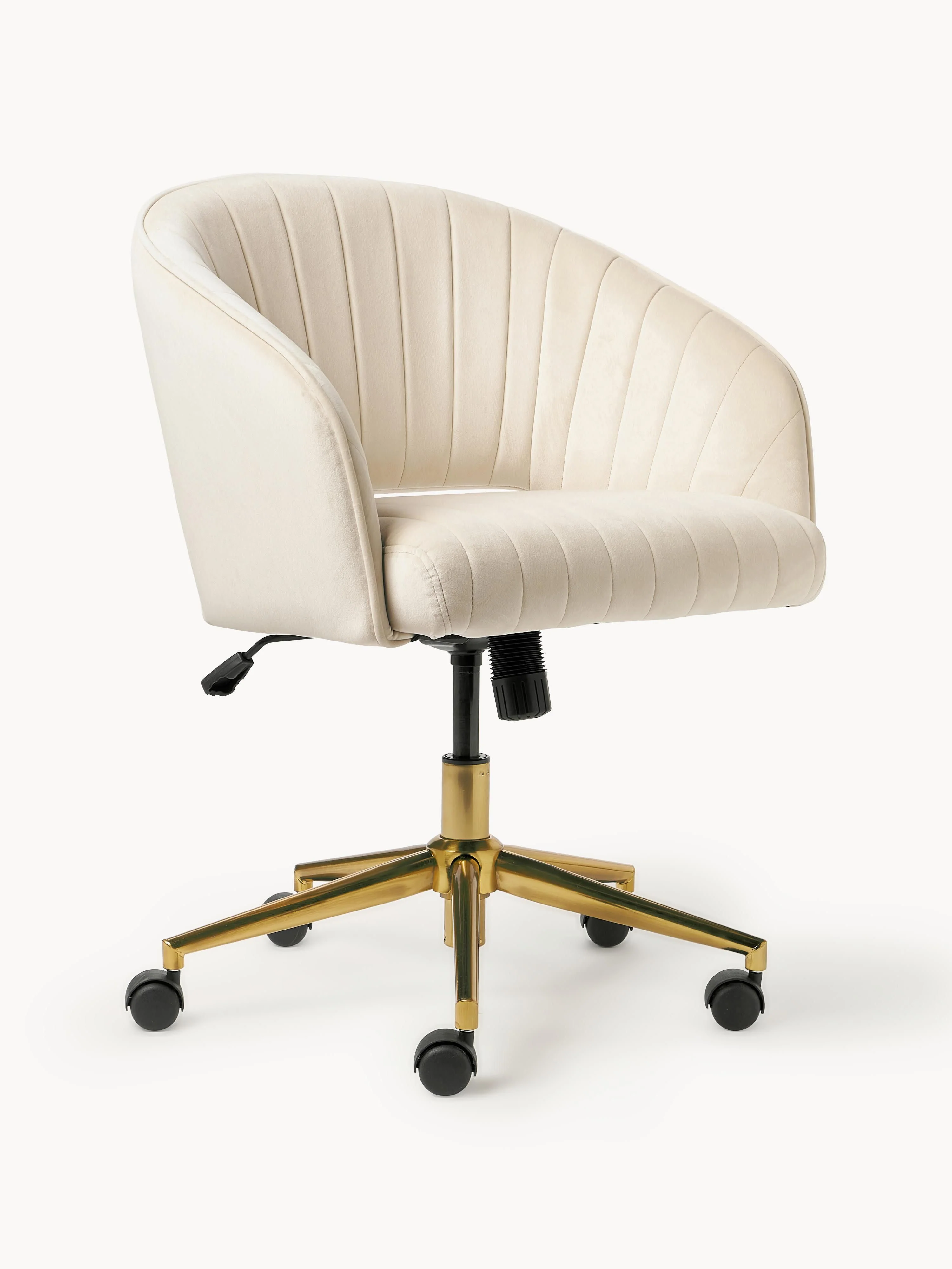 Westwing Collection Laria velvet desk chair with armrests, height adjustable