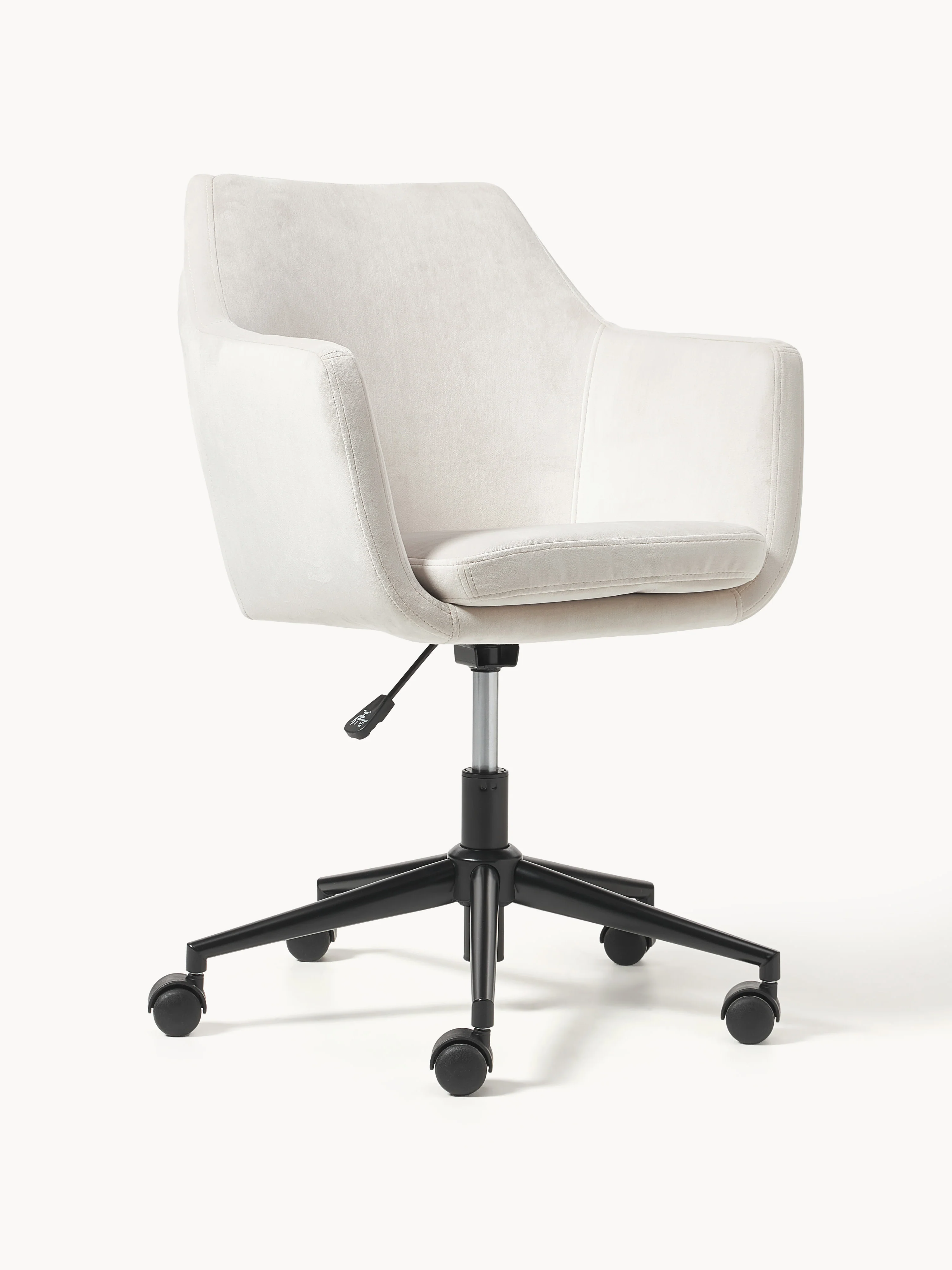 Westwing Collection Nora velvet desk chair, height adjustable - Velvet Light Beige