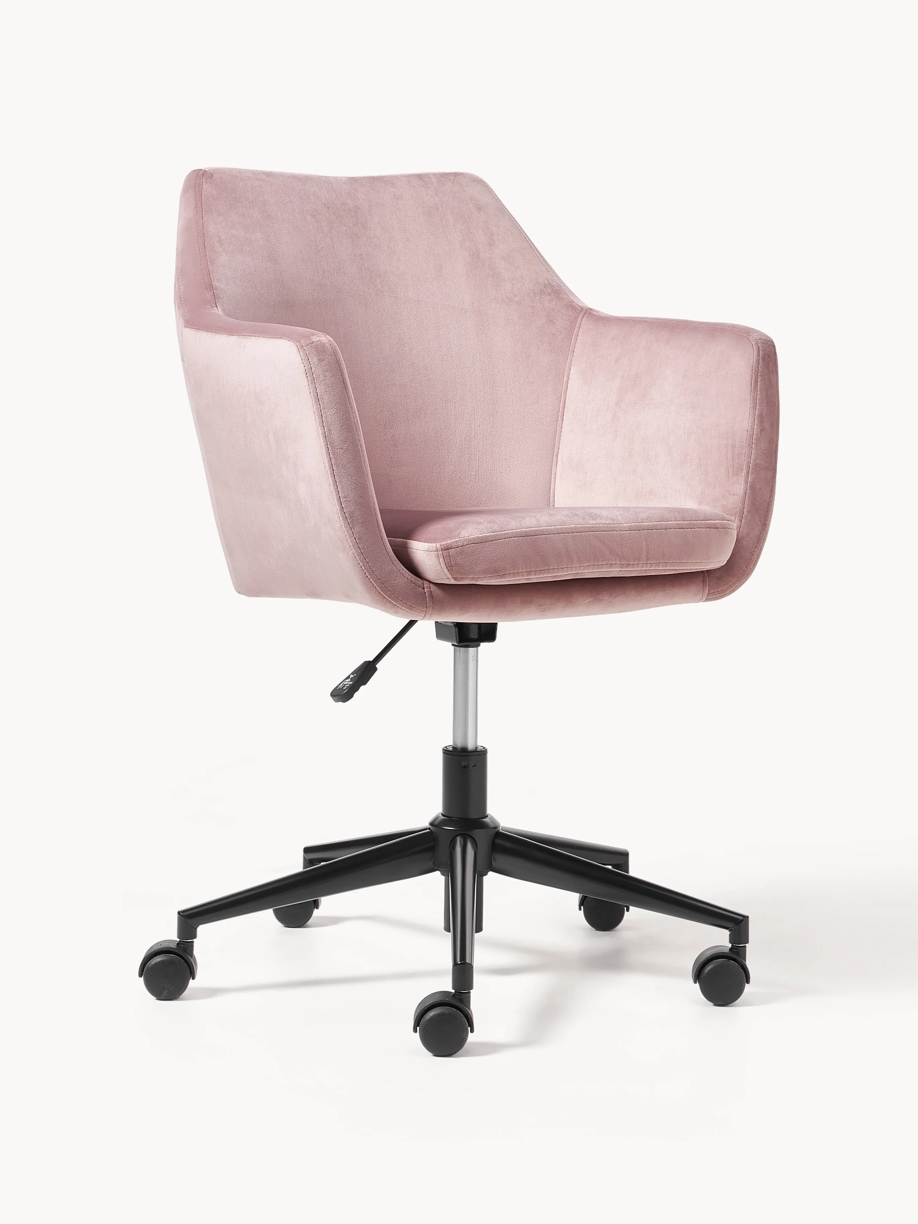 Westwing Collection Nora velvet desk chair, height adjustable - Velvet Light Pink