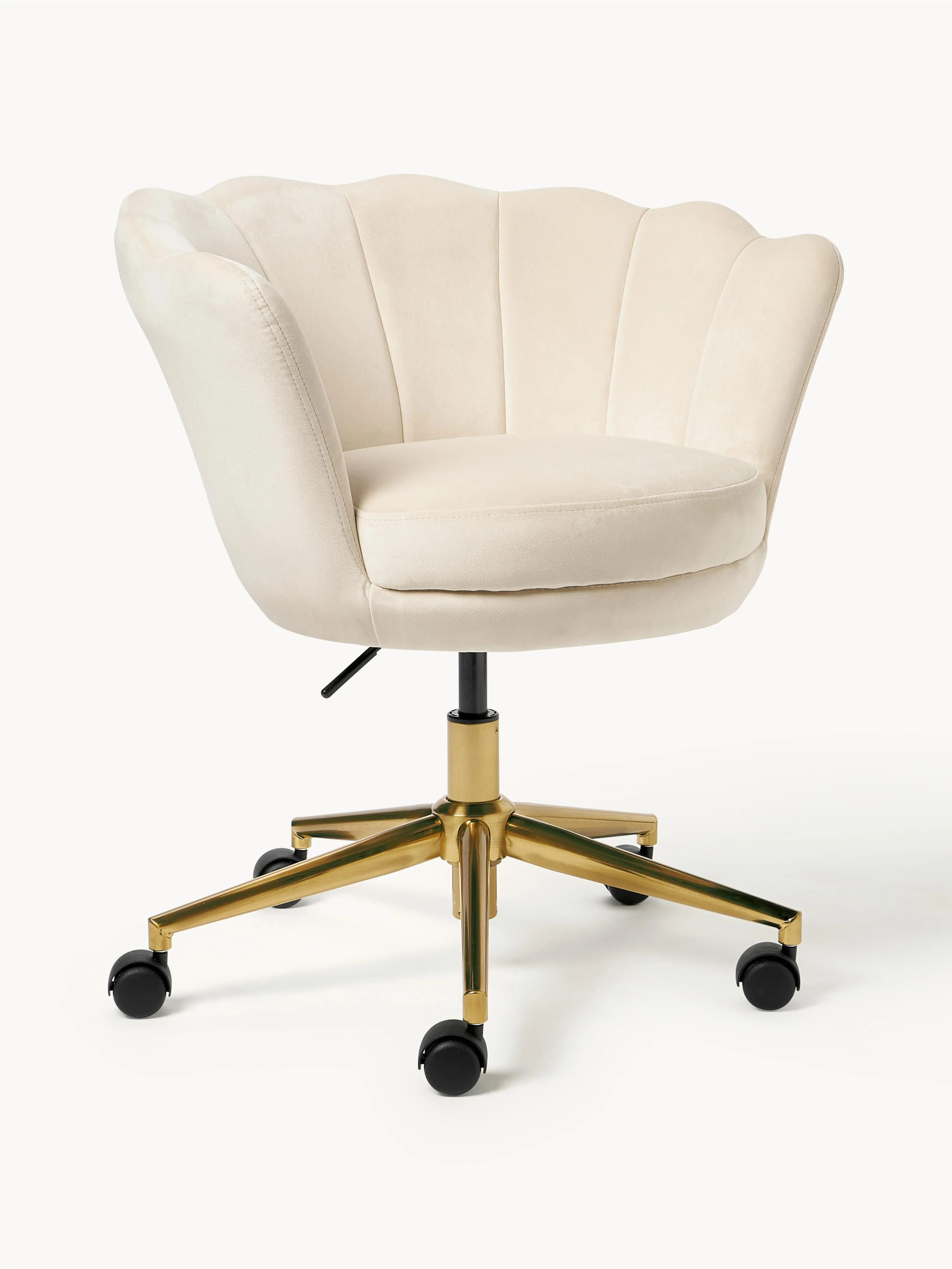 Westwing Collection Oyster velvet desk chair with armrests, height adjustable