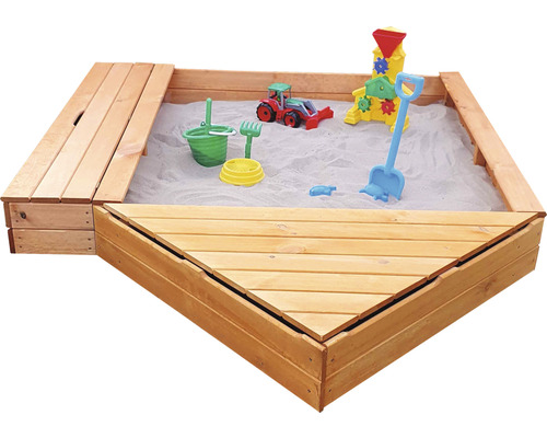 promadino Sandpit Multi with bow box and seat box wood 172 x 260 x 22 cm brown