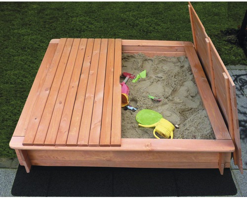 promadino Sandpit Tessa 120 with full wooden cover 120 x 120 x 24 cm brown