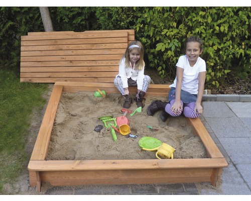 promadino Sandpit Tessa 140 with full wooden cover 140 x 140 x 24 cm brown