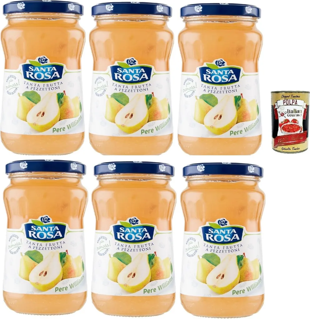 Santa Rosa, Confettura di Pere Williams, Pear marmalade spread, ideal for desserts and cakes 6x 350g + Italian Gourmet polpa 400g