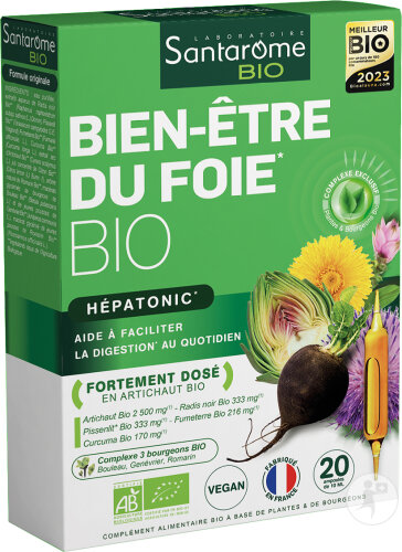 Restaxil Santarome Hepatonic Liver Wellbeing Organic Food Supplement Ampoules 20x10ml