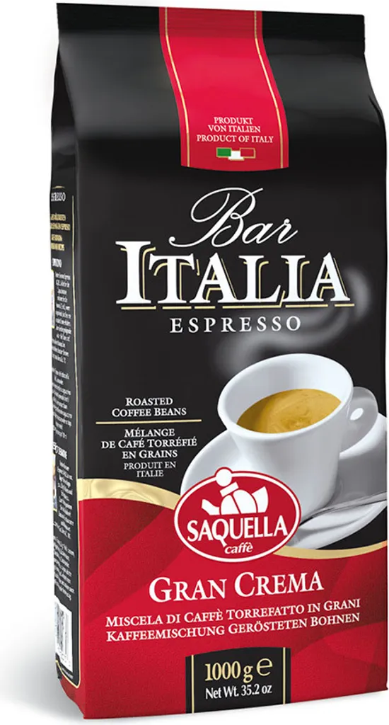 Saquella Caffè Espresso Bar Italia 100% Arabica whole beans 1 kg. 1000g