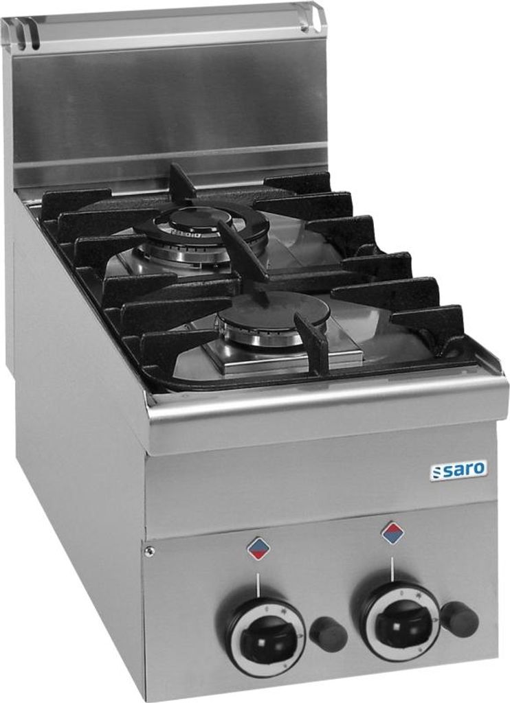 SARO gas stove, 2 burners, countertop, 600 Line, G2S6