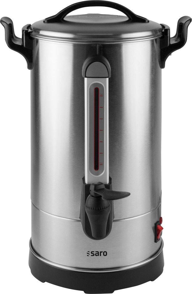 SARO coffee machine with round filter, model CAPPONO 100, stainless steel, tap, sight glass, coffee, office, hotel, café, nursing home