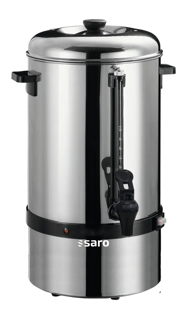 SARO coffee machine with round filter, model SAROMICA 6005, stainless steel, tap, sight glass, coffee, office, hotel, café, nursing home