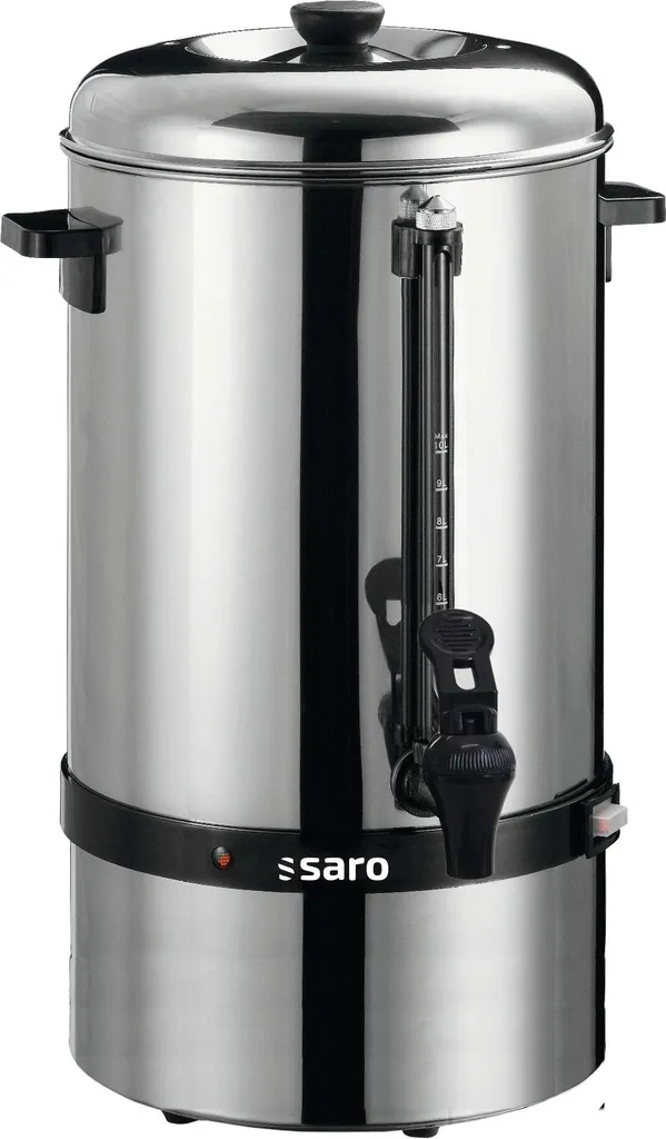 SARO coffee machine with round filter, model SAROMICA 6010, stainless steel, tap, sight glass, coffee, office, hotel, café, nursing home