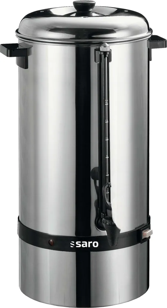 SARO coffee machine with round filter, model SAROMICA 6015, stainless steel, tap, sight glass, coffee, office, hotel, café, nursing home