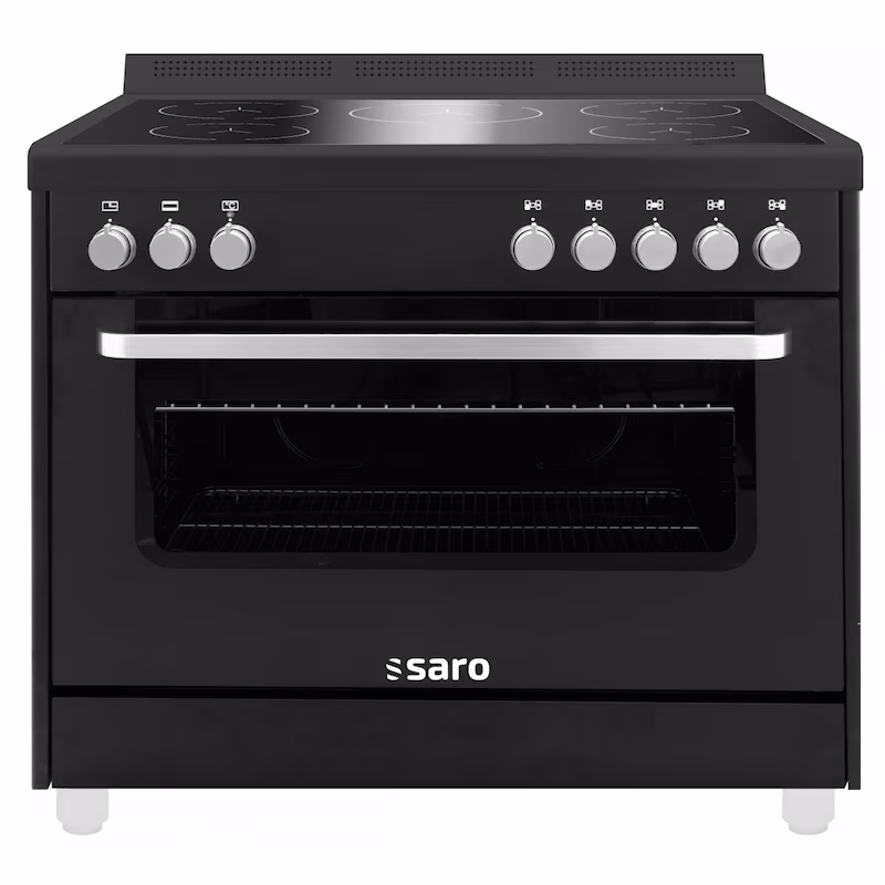 Saro TS95IND61N induction hob with electric oven, black, 5 cooking zones, 7.4 kW + 2.5 kW, WDH 900 x 600 x 896/962 mm