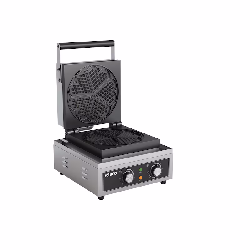 Saro waffle iron model ILONA, heart, hearts, like Belgian waffles, Brussels, professional line, waffle maker, waffle baker, stainless steel black