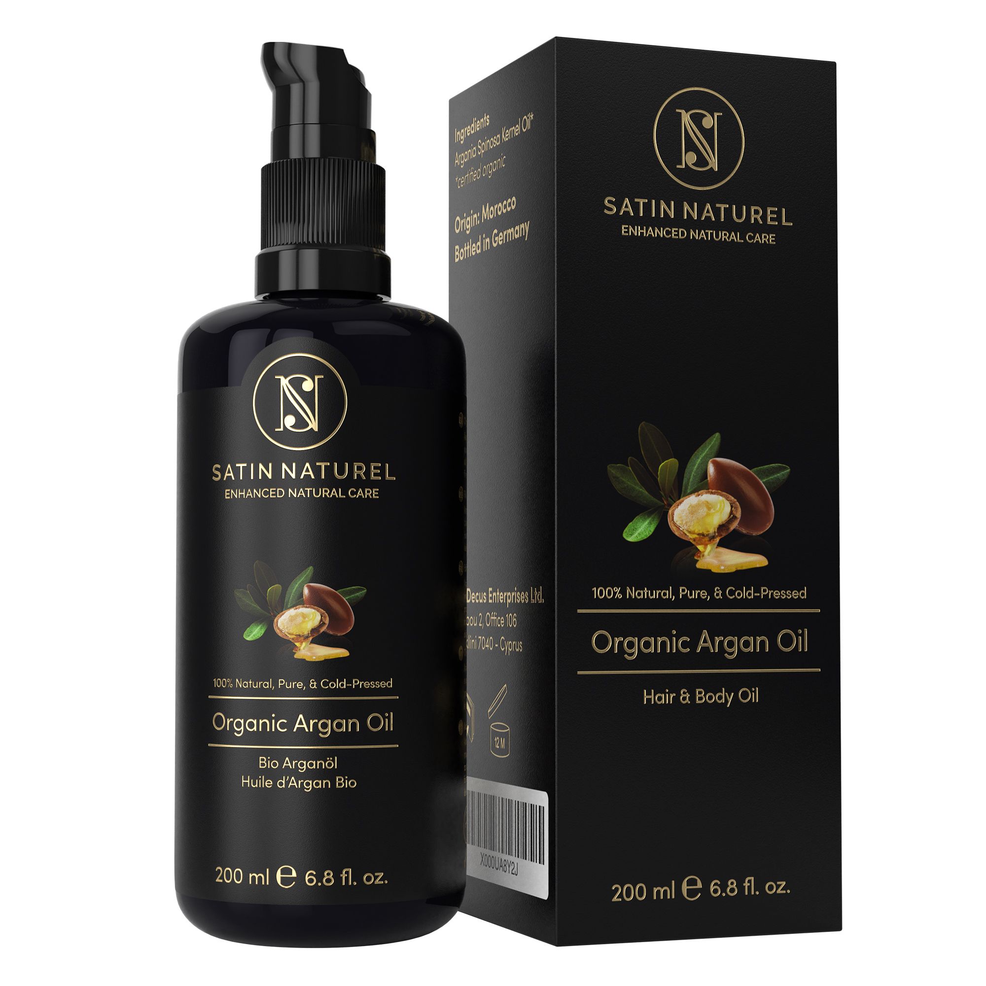 SATIN NATUREL ORGANIC argan oil 200 ml