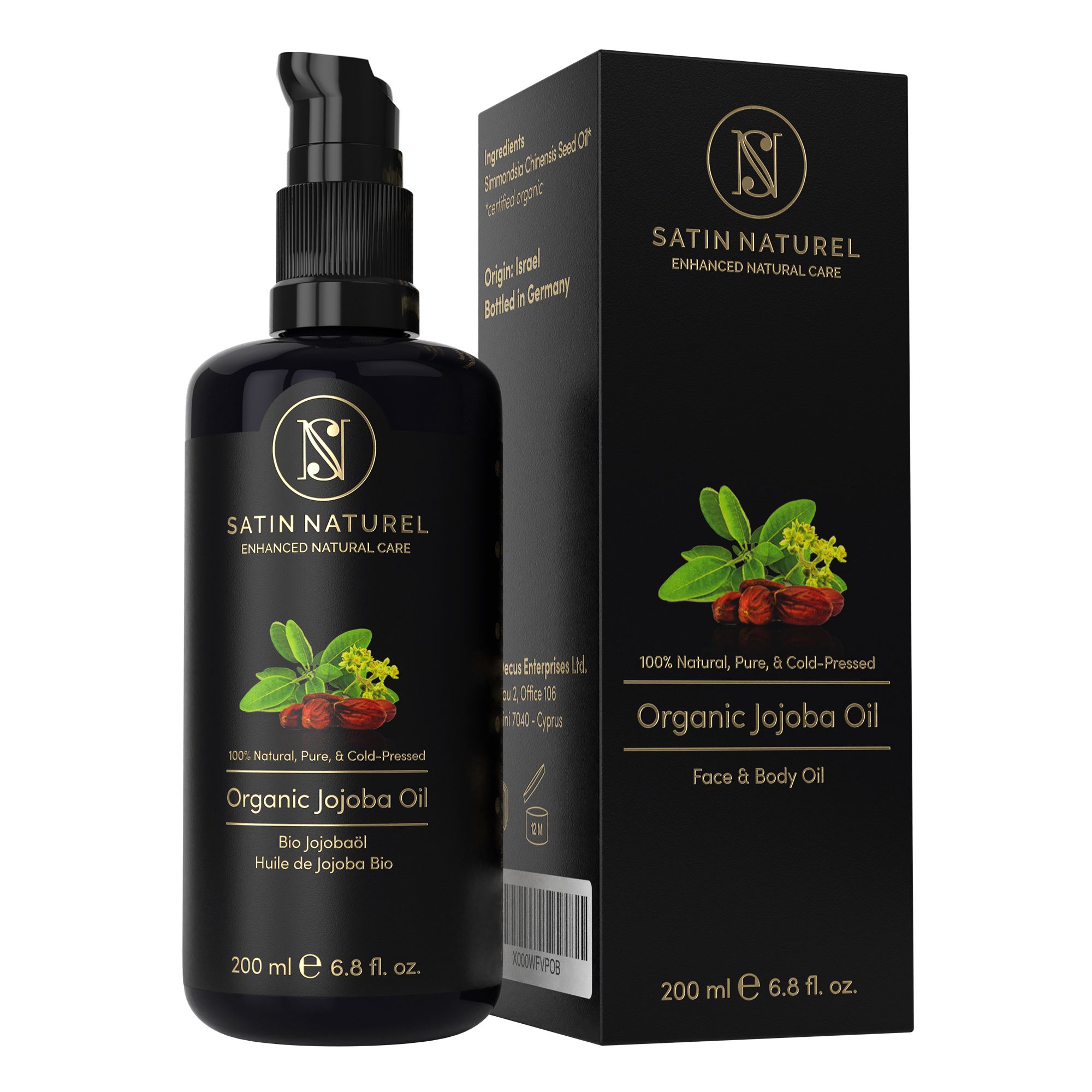 SATIN NATUREL organic jojoba oil 200 ml