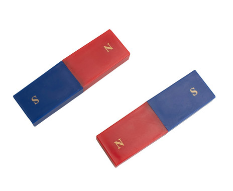 Set of 2 bar magnets in plastic casing