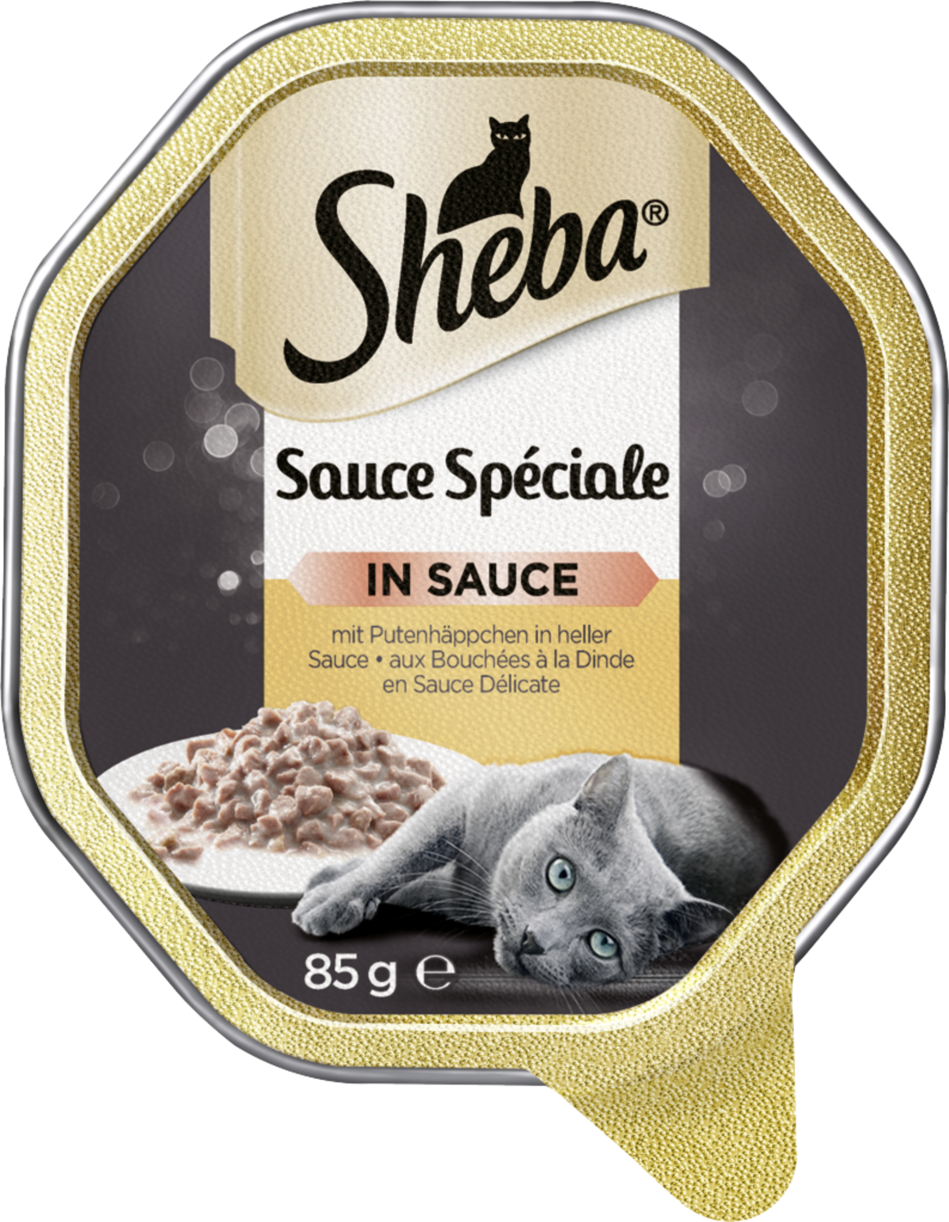 Sheba Spéciale sauce with turkey snacks in a bright sauce