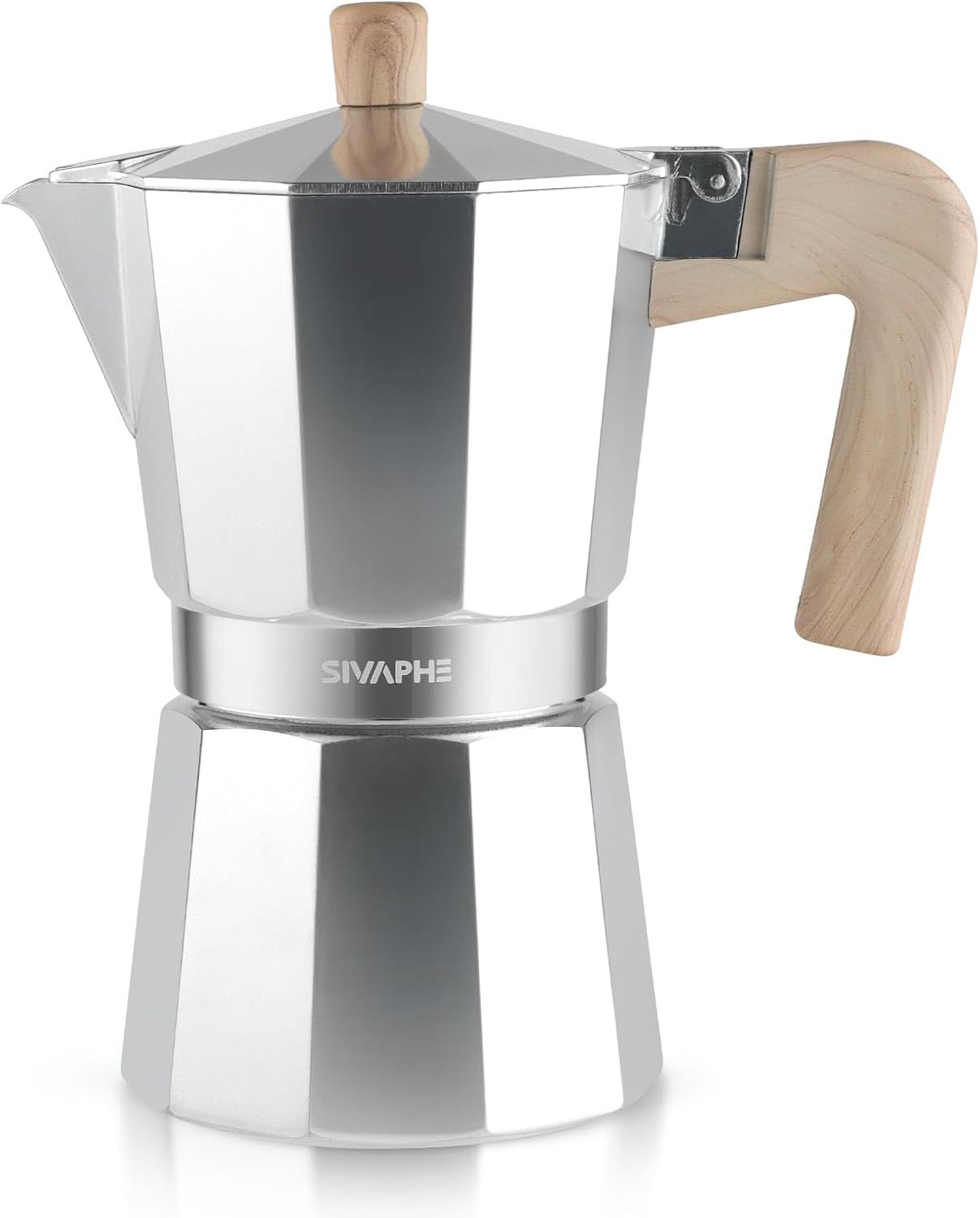 Sivaphe Store Sivaphe Espresso Coffee Machine 9 Cups / 450 ml Aluminium Moka Jug, Coffee Maker Moka Pot for Hob, Gas and Electric Hob, Heat Resistant Handle, Silver