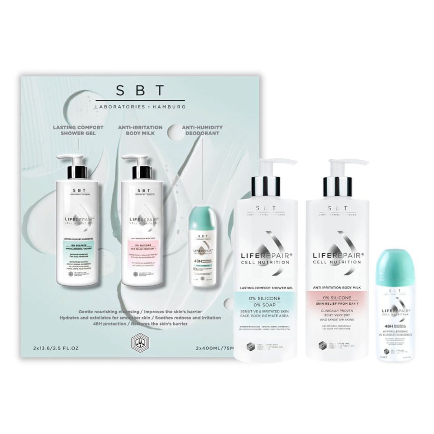 SBT Sensitive Biology Therapy LifeRepair Body Milk +Shower Gel +LifeRepair Deo 3 St